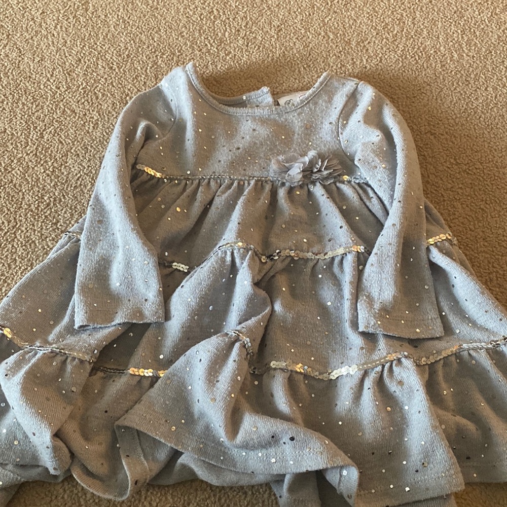 Gray, long sleeve, cotton dress